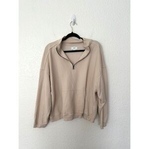 Aerie Quarter Zip Sweater Beige Size Large